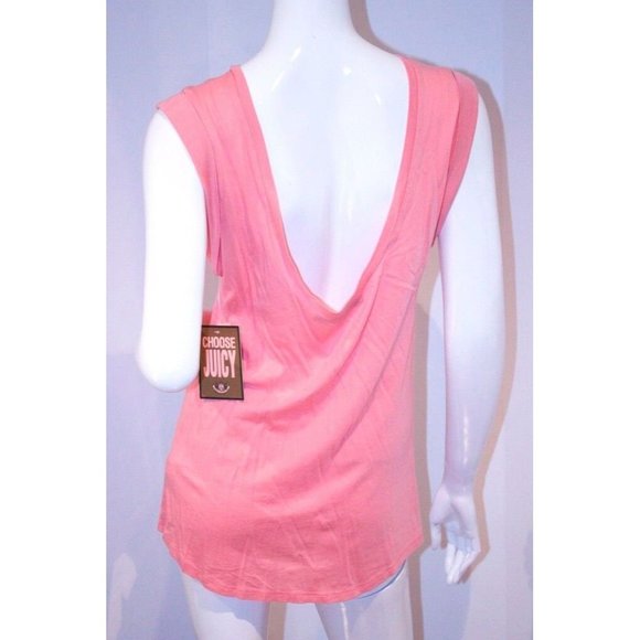 JUICY COUTURE Sugar SPARKLE Bow TOP Pink LOW BACK Cuffed Sleeves S - Picture 2 of 2